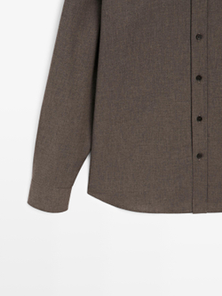 Massimo Dutti Меланжевая рубашка классического кроя, коричневый