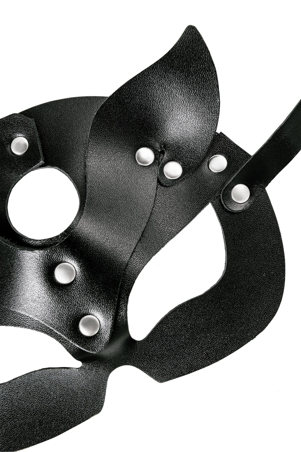 Черная кожаная рельефная маска кошки (Цвет: черный)