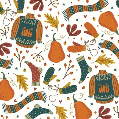 Золотая осень - свитер, тыква, листья, носки, шарф