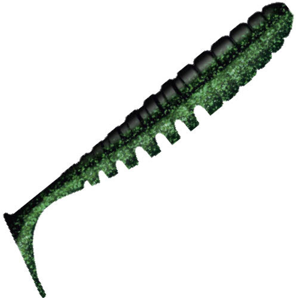Приманка ZUB-SHAD  75мм(3")-6шт, (цвет 040) черный верх-изумрудный низ