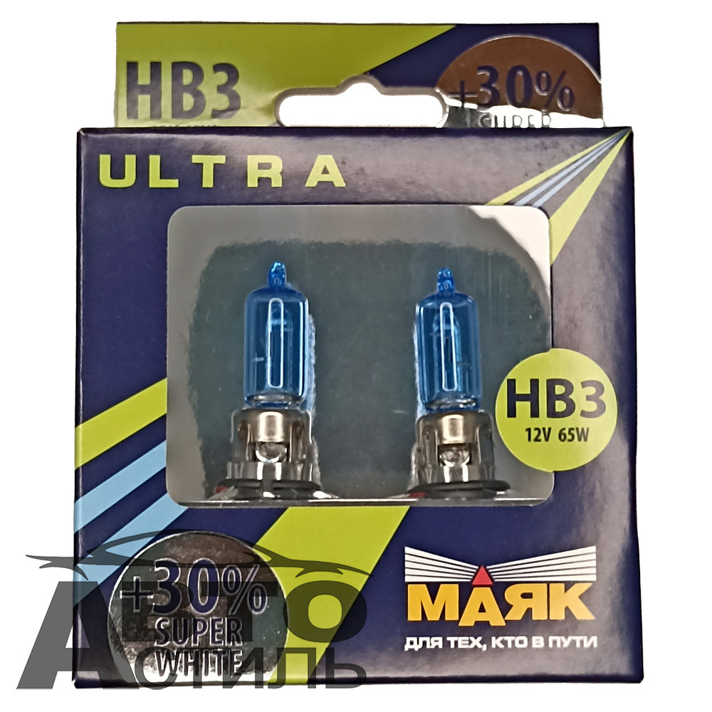 Автолампа HВ3(9005) 12V 55W  Маяк  +30% Super  White 89005SW+30% (к-т)