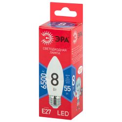 Лампа светодиодная ЭРА RED LINE LED B35-8W-865-E27 R Е27 / E27 8 Вт свеча холодный дневной свет | Лампы cветодиодные Свеча (B/C)