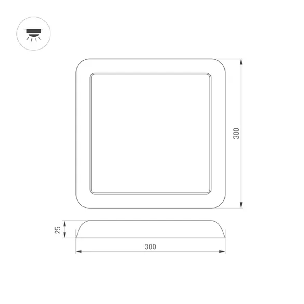 Светильник CL-FIOKK-S300x300-25W Day4000-MIX (WH, 120 deg, 230V) (Arlight, IP44 Пластик, 3 года) 034472