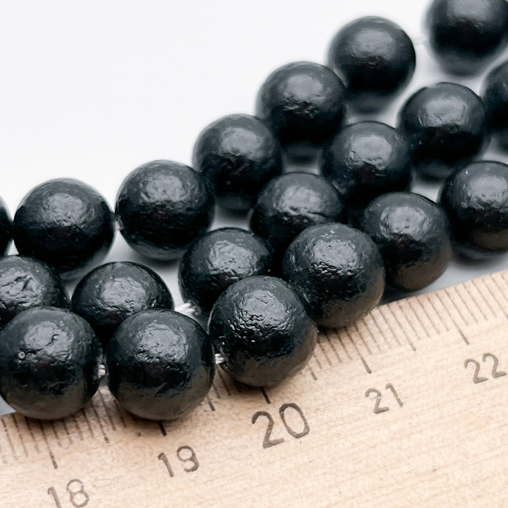 "Майорка" с эффектом фольга, цвет черный, диаметр 10 мм, цена за 10 шт (1/4 нити)