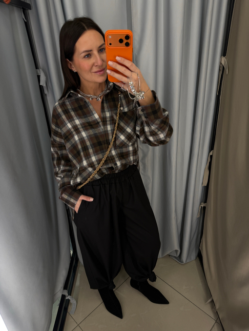 Рубашка в клетку коричневая