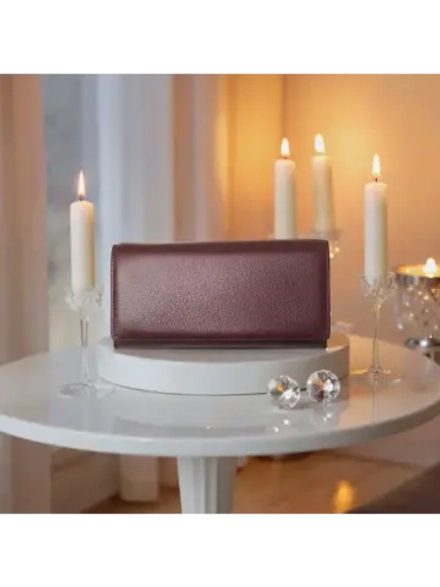 Компактный кошелек натуральная кожа фиолетовый