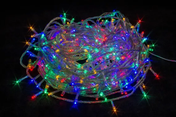 Светодиодная нить 26 м., 220V, 400 разноцветных LED ламп, контроллер, прозрачный провод, Winner Light (m.01.5T.400-)
