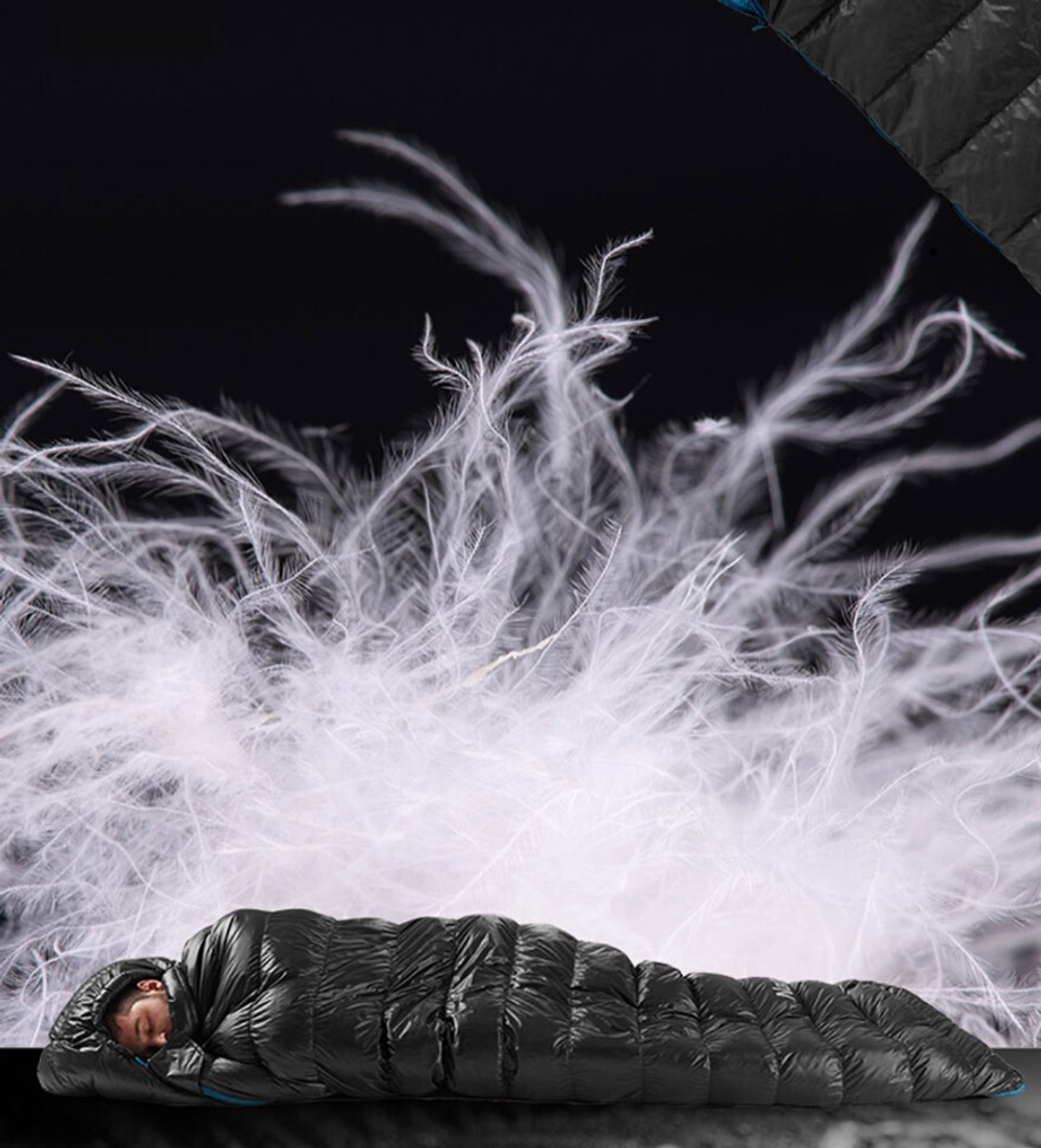 Спальный мешок Naturehike CW400 NH18C400-D с гусинным пухом, размер М, желтый, 6927595761700