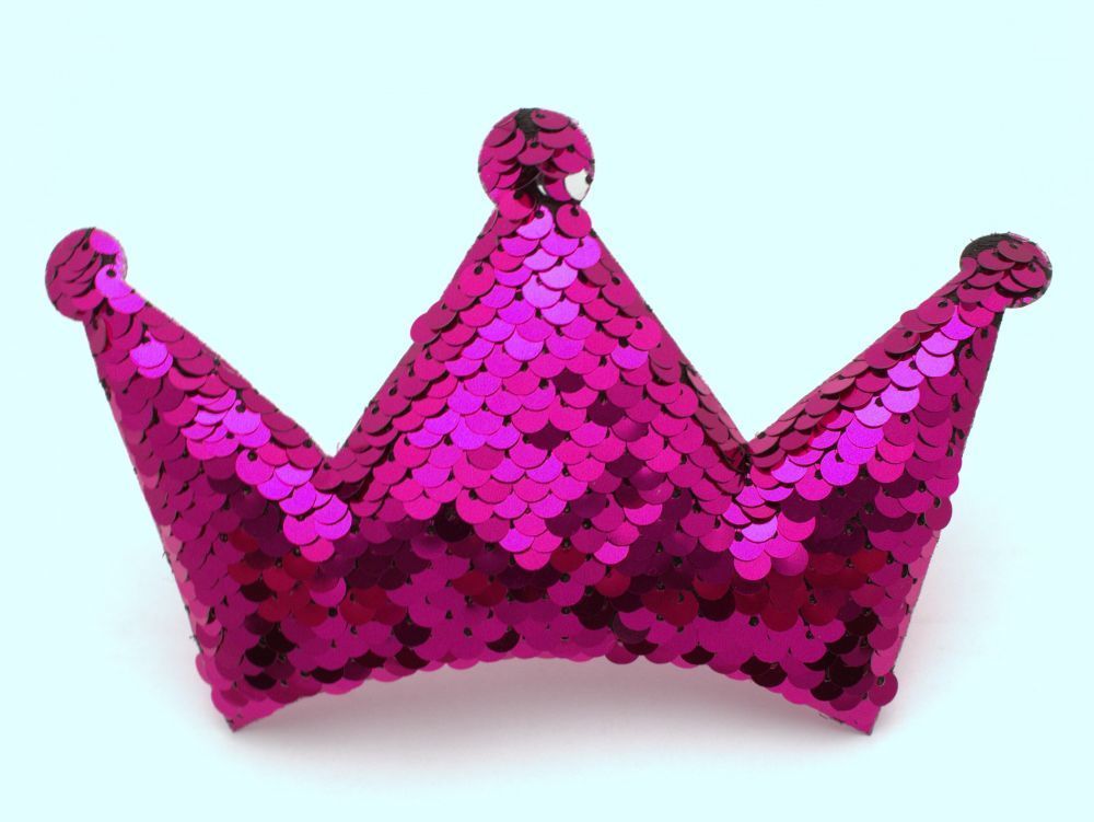 Патч &quot;Корона с пайетками&quot;, 140*85 мм, цвет  ярко-розовый (1уп = 5шт)