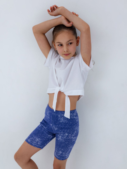 Шорты для девочки, модель №1, рост 98 см, синие в белый горох