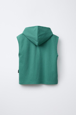 ZARA КОМПЛЕКТ ИЗ ХУДИ И ШОРТОВ-БЕРМУДОВ ИЗ ТКАНИ ИНТЕРЛОК, ЗЕЛЕНЫЙ