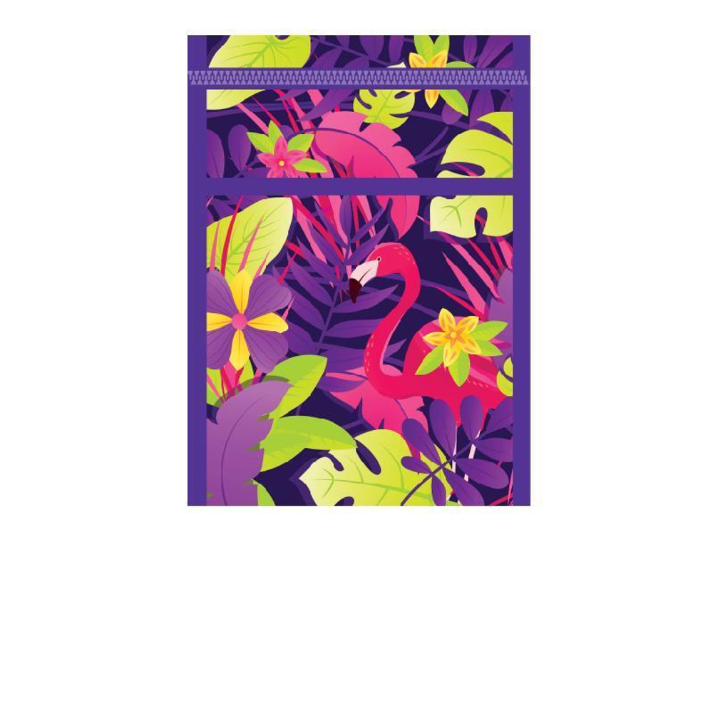 Пенал-косметичка на молнии, с карманом из ПВХ "ТРОПИЧЕСКИЙ ФЛАМИНГО" (Пчелка)