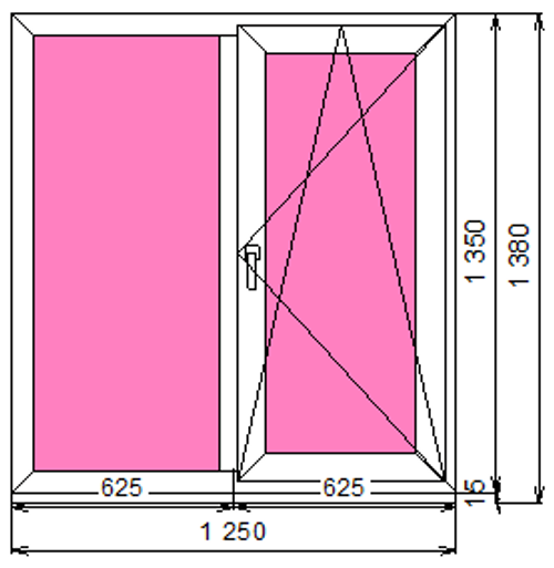 Пластиковое окно 1350 х 1250 ТермА Эко