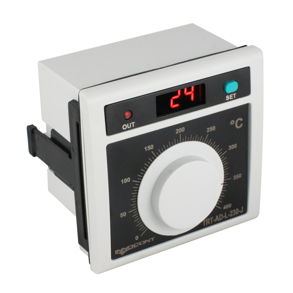 Температурный контроллер INNOCONT с аналоговым управлением и дисплеем, 96х96х50 мм,вход IC, 0...400C, выход реле, ON/OFF, 230VAC