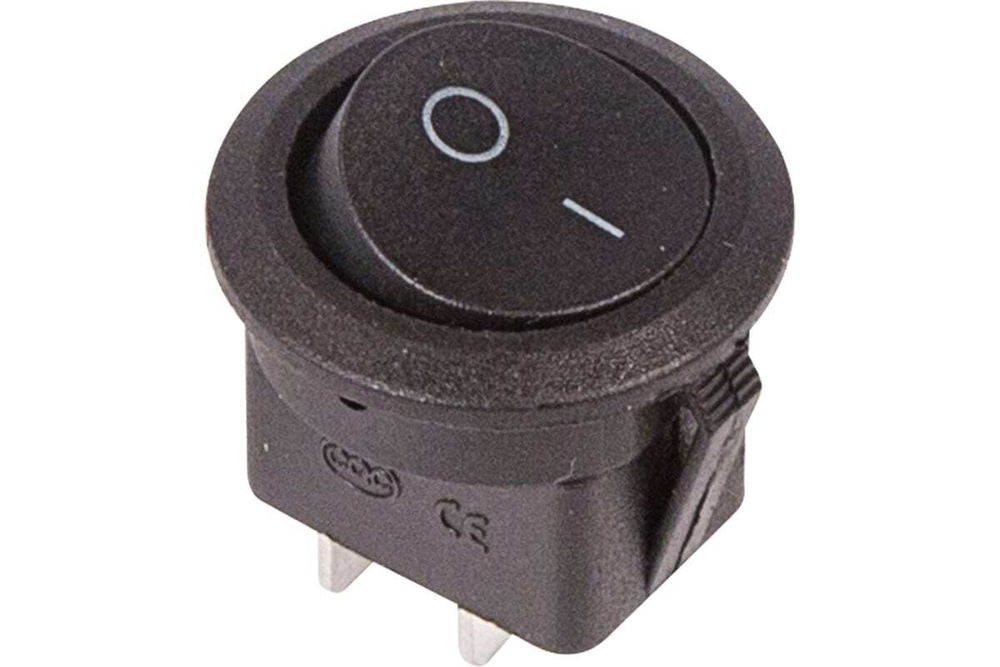 Клавишный круглый выключатель REXANT 250v 6а (2с) on-off черный (rwb-212, sc-214, mrs-102-8) 36-2550