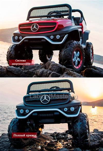 Детский электромобиль "Mercedes" UNIMOG красный