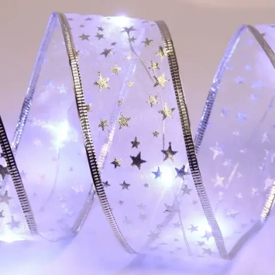 Гирлянда для дома ЛЕНТА ДЕКОРАТИВНАЯ «Звездочки» 2,0 м, 5 см (на батарейках), Белый (подсветка белая)