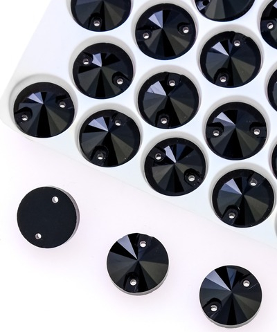 Стразы пришивные хрусталь, d 12 мм, чёрный