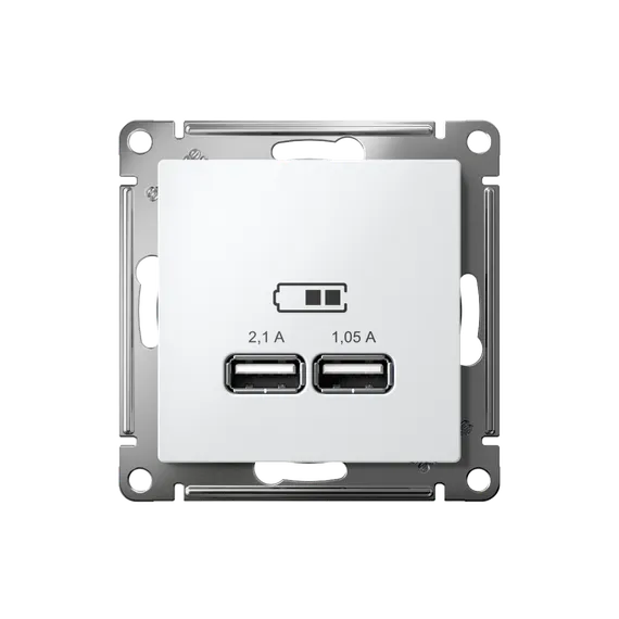 Розетка USB AtlasDesign тип A+A 5В/2.1А 2х5В/1.05А механизм лотос SE ATN001333