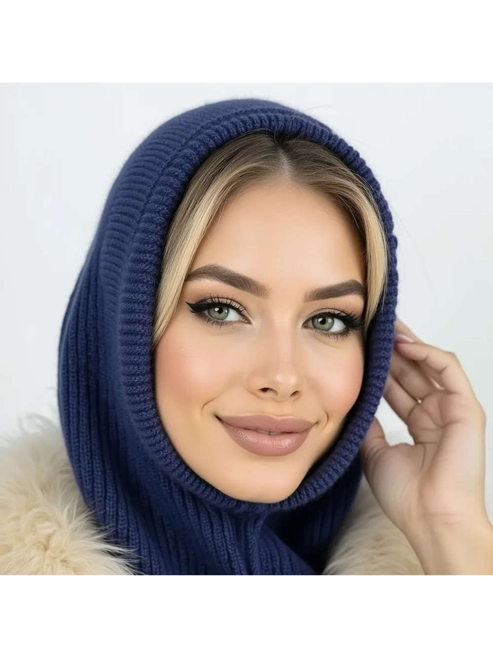 капор зимний и осенний капюшон- снуд вязаный ангора