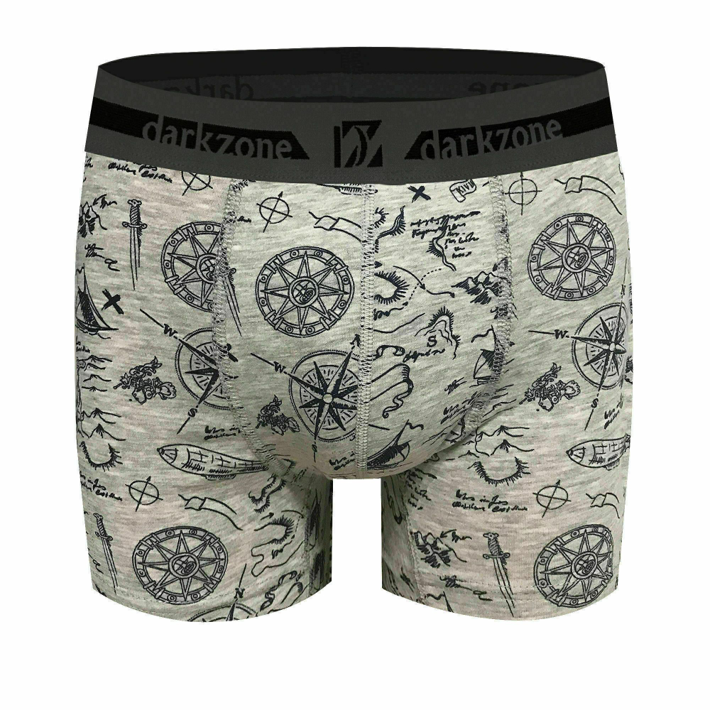 Светло-серые мужские трусы-боксеры с принтом в виде карты (Размер: L) (Цвет: светло-серый)