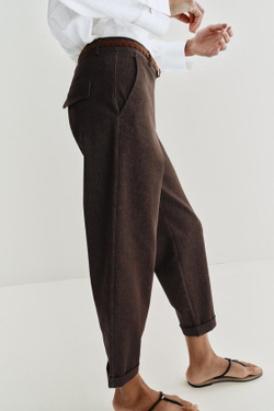 ZARA БРЮКИ ЧИНОС С ПЛЕТЕНЫМ РЕМНЕМ, КОРИЧНЕВЫЙ