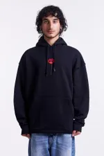 Худи Гербарий Мак Warm со шнурком в поясе черный