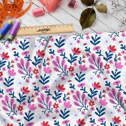 Ткань оксфорд 600 розовое полевые цветы на бежевом фоне