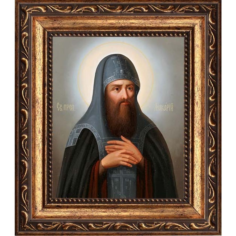 Макарий Печерский, преподобный постник. Икона на холсте.