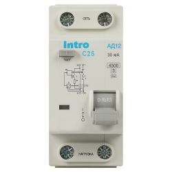 Автоматический выключатель дифференциального тока Intro ID12E2C25AC30 АД12 1P+N С25 30мА тип АС | Intro