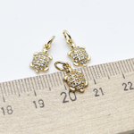 Подвеска Черепаха, позолота, фианиты, размер 13*7 мм, цена за 1 шт