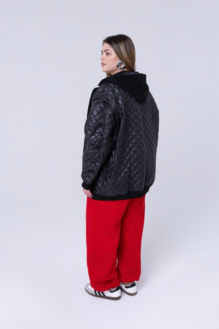 Бомбер стеганый с отстегивающимися рукавами, черный