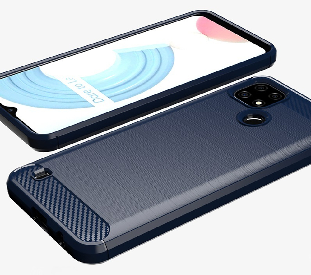 Синий защитный чехол для смартфона OPPO Realme C21, серии Carbon от Caseport