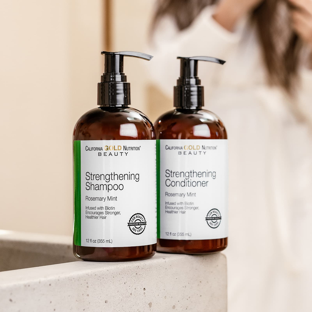 California Gold Nutrition, Beauty, укрепляющий шампунь, биотин, розмарин и мята, 355 мл (12 жидк. унций)
