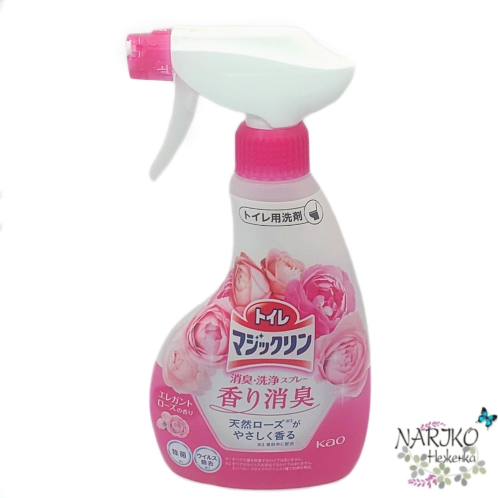 Средство для туалета чистящее и дезодорирующее KAO Magicclean с ароматом Розы пенящееся, 380 мл.