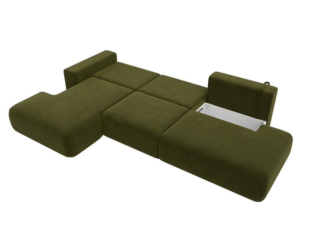 Диван угловой Лига-036 НПБ Модерн Лонг левый угол МИКРОВЕЛЬВЕТ Зеленый