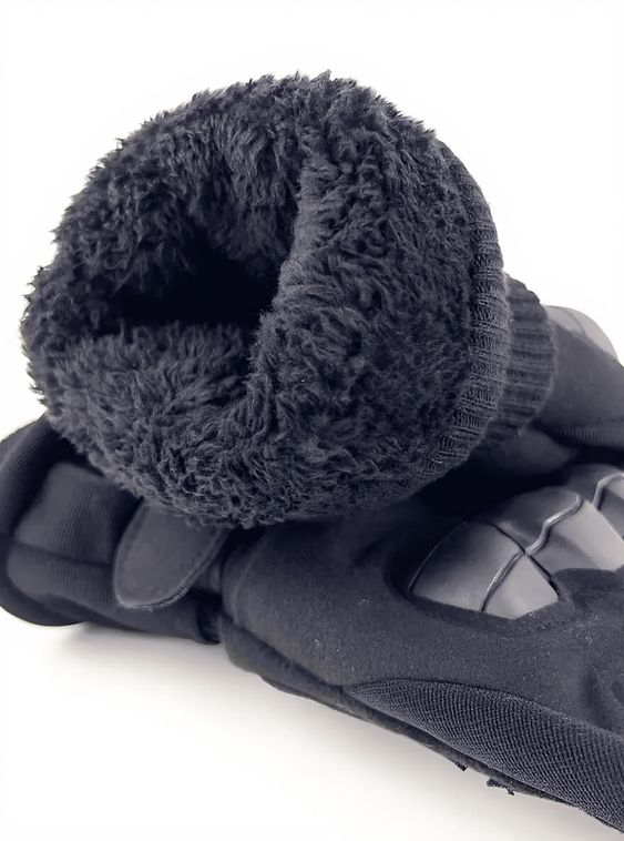 Тактические зимние перчатки с мехом Черный