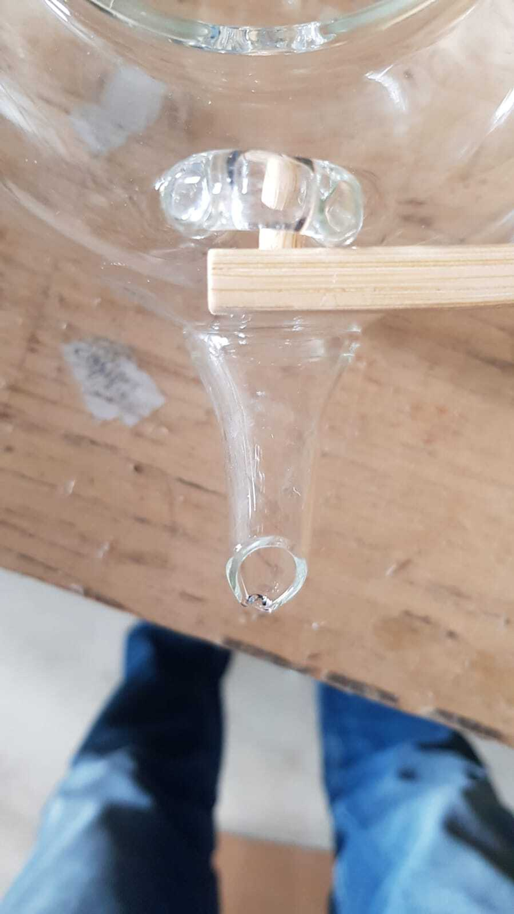 289019Y1 УЦЕНКА Чайник с ситом и дерев.ручкой 800мл, h=10см, d=10,5см, стекло/бамбук