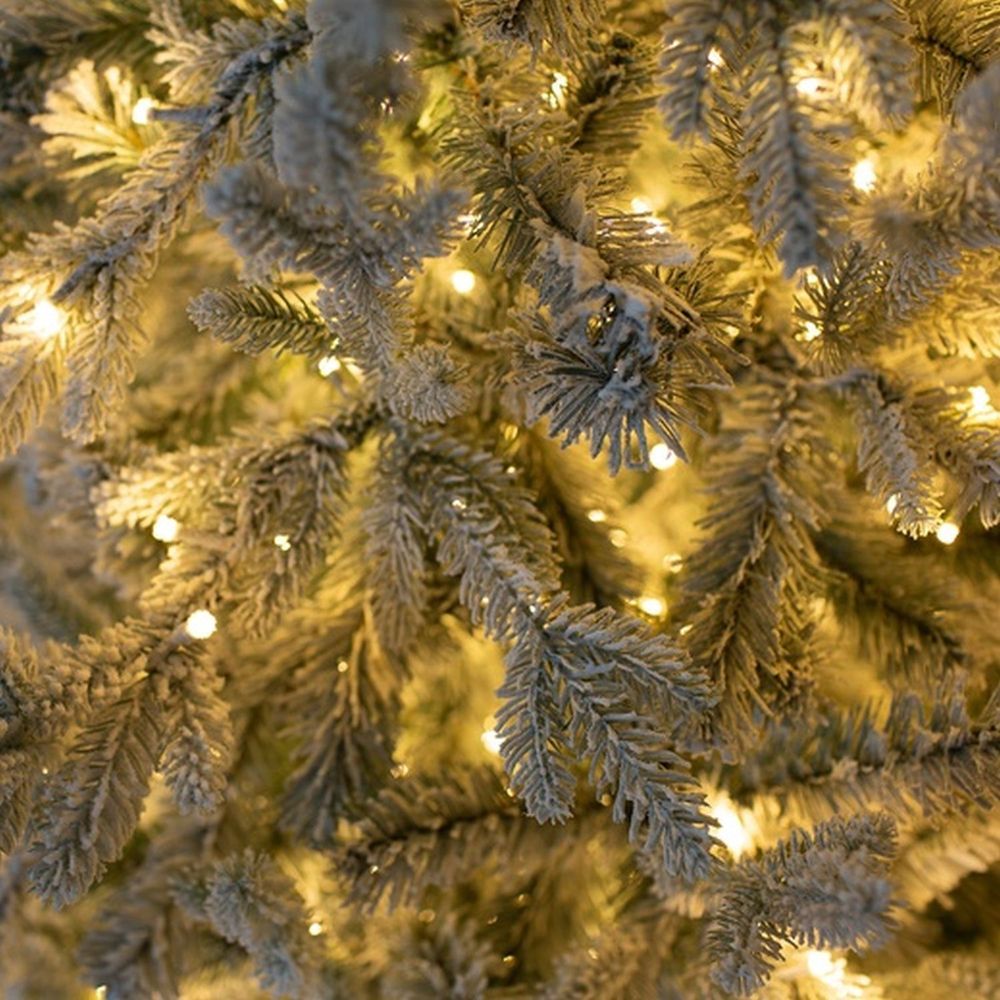 Заснеженная ель с гирляндой «Россо» теплый свет (Литая+пвх) 120 см / 1,2 м