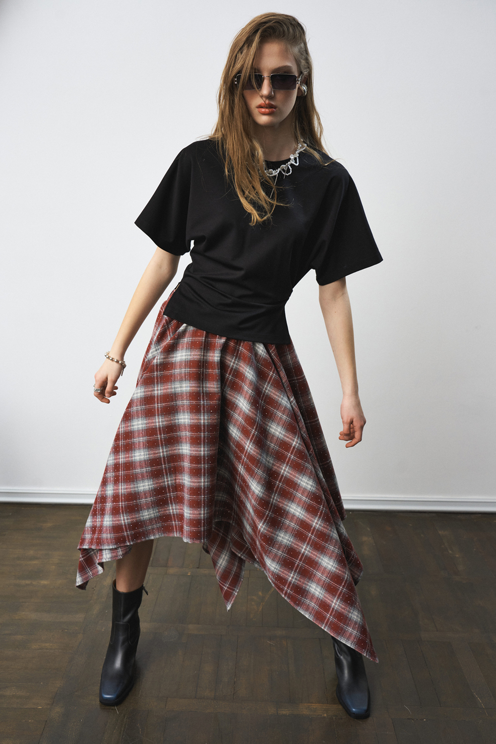 Юбка 1302 принт клетка-килт бордовый