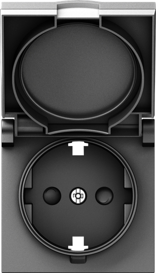 Накладка для розетки Schuko с заземлением,  с крышкой,  16A 250 В~,  сталь,  серия A07