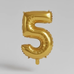 Шар цифра 5 золотого цвета