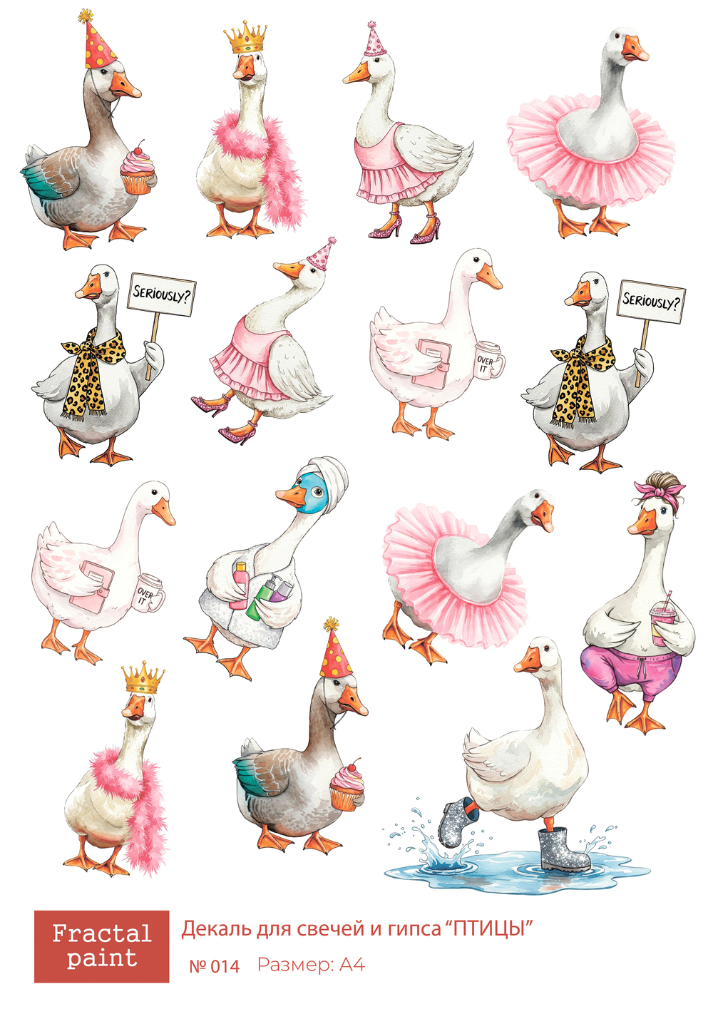 Трансфер переводной - декаль для свечей и гипса птицы 014