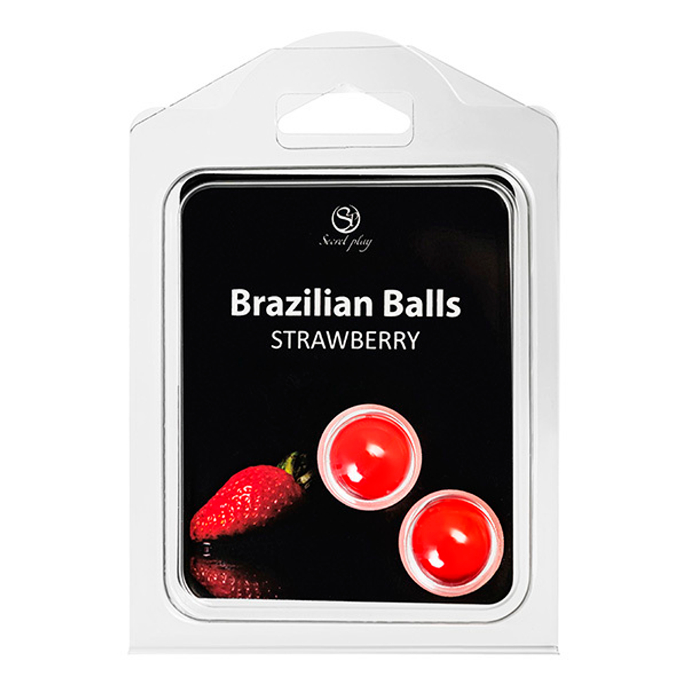 Набор из 2 шариков с массажным маслом с ароматом клубники Secret Play Brazilian Balls