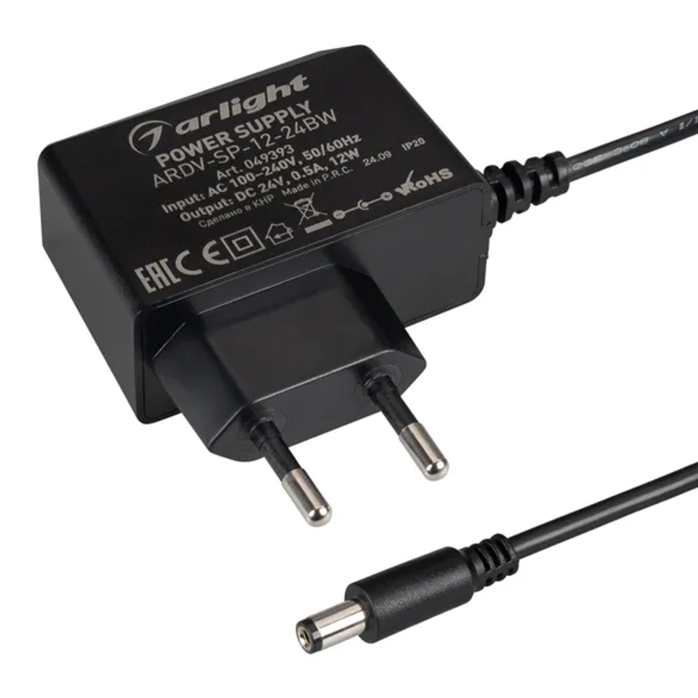 Блок питания ARDV-SP-12-24BW (24V, 0.5A, 12W) (Arlight, Адаптер, 5 лет) 049393