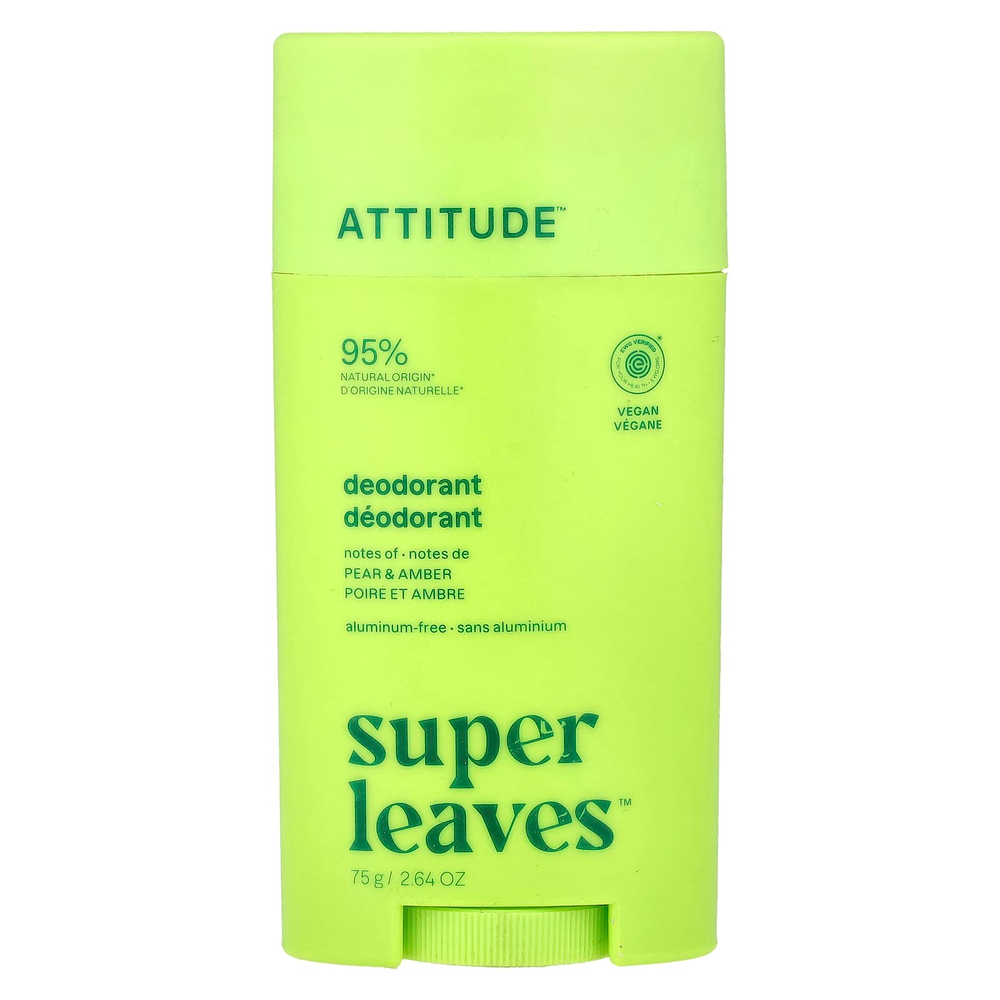ATTITUDE, Super Leaves™, дезодорант-стик, груша и янтарь, 75 г (2,64 унции)