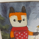 Картина акварельная авторская в паспарту 15х20 см на стену для интерьера "Лисичка"