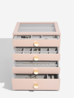 Органайзер для украшений и часов со стеклянной крышкой Stackers Classic Jewellery Box, 4 секции - White Pebble (White Pebble / серый / White Pebble / 500)