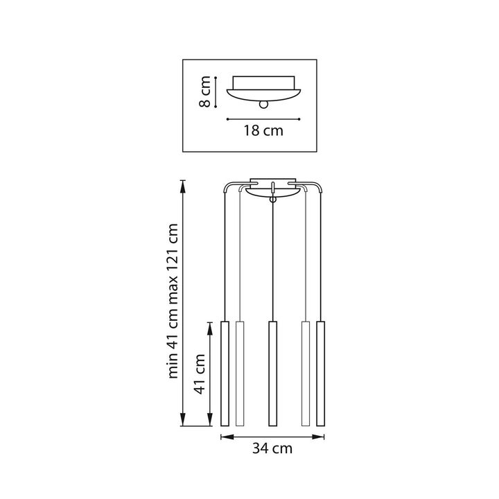 Комплект с подвесной люстрой Lightstar Tubo (574723+747233 (5шт) L5T747233