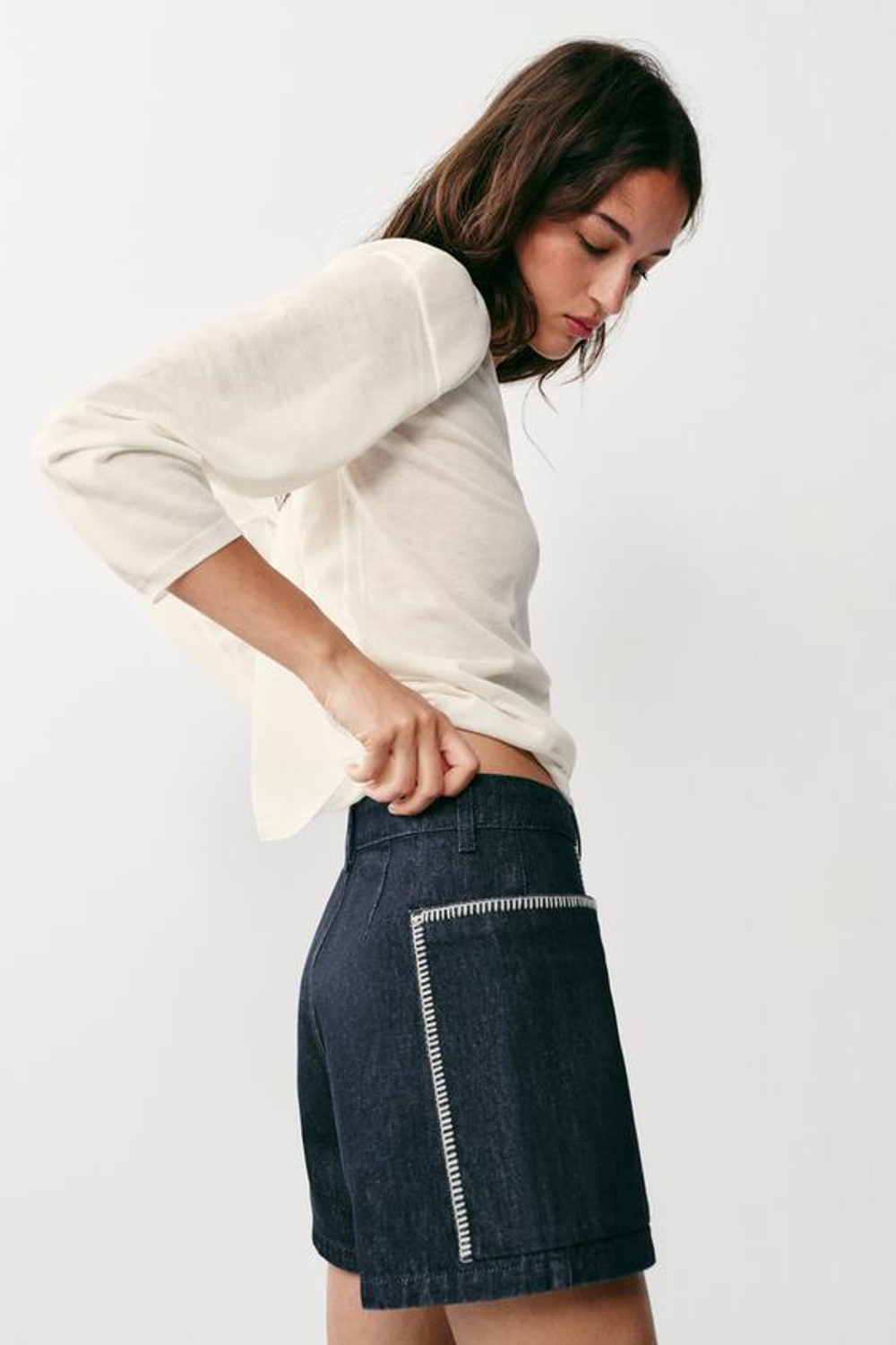 ZARA ШОРТЫ Z1975 С ВЫШИВКОЙ, СИНИЙ